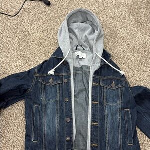 Denim Jacket with Gray Hoodie